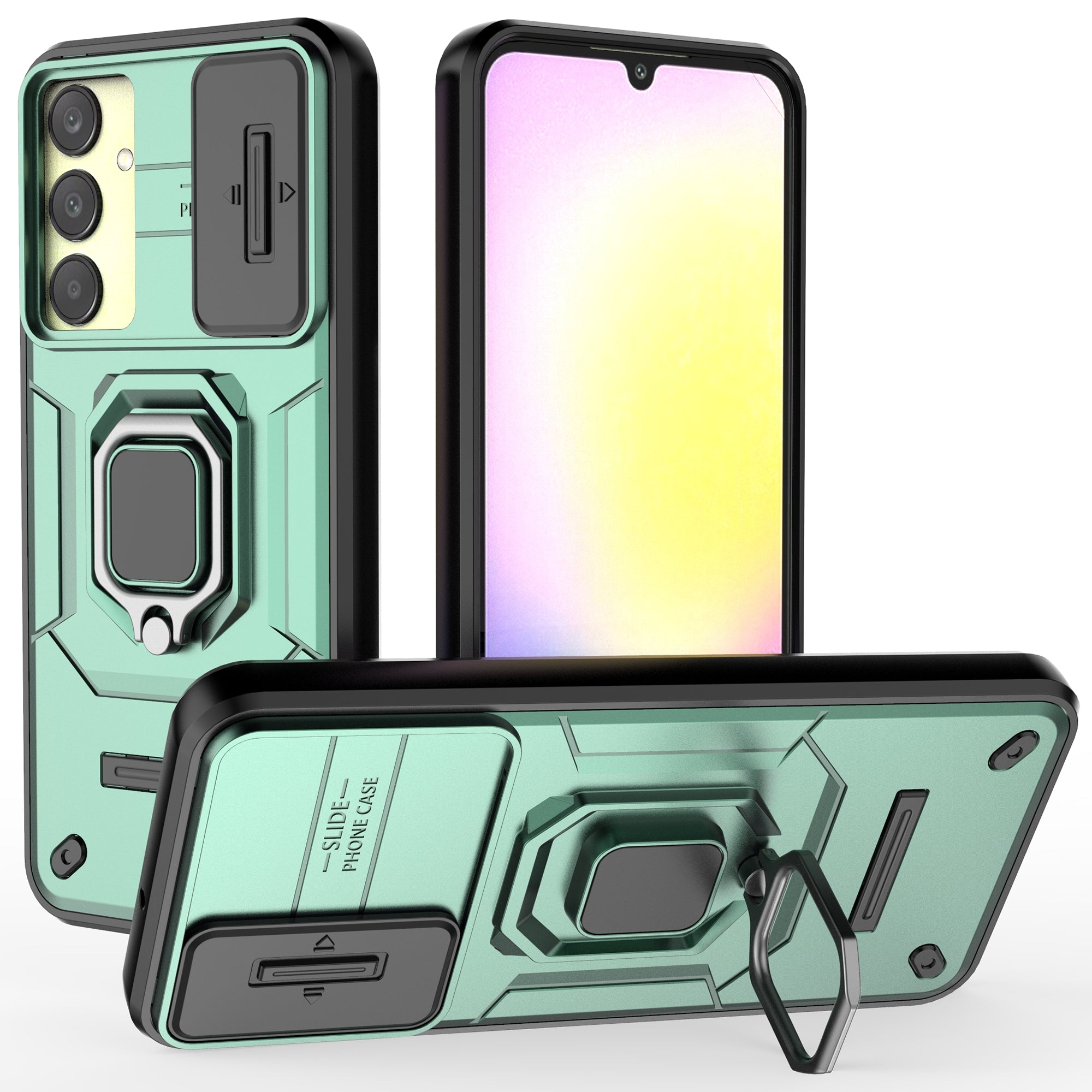 For Samsung Galaxy A25 5G (Global) (161.0 x 76.5 x 8.3mm) Camera Protection Fall-proof Case PC+TPU Phone Cover - Green For Samsung Galaxy A25 5G (Global) (161.0 x 76.5 x 8.3mm) Camera Protection Fall-proof Case PC+TPU Phone Cover - Green
